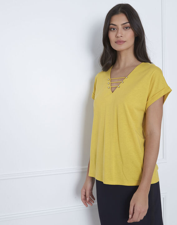 Papeete lime green T-shirt with lacing | 1-2-3 Papeete lime green T-shirt with lacing PhotoZ | 1-2-3