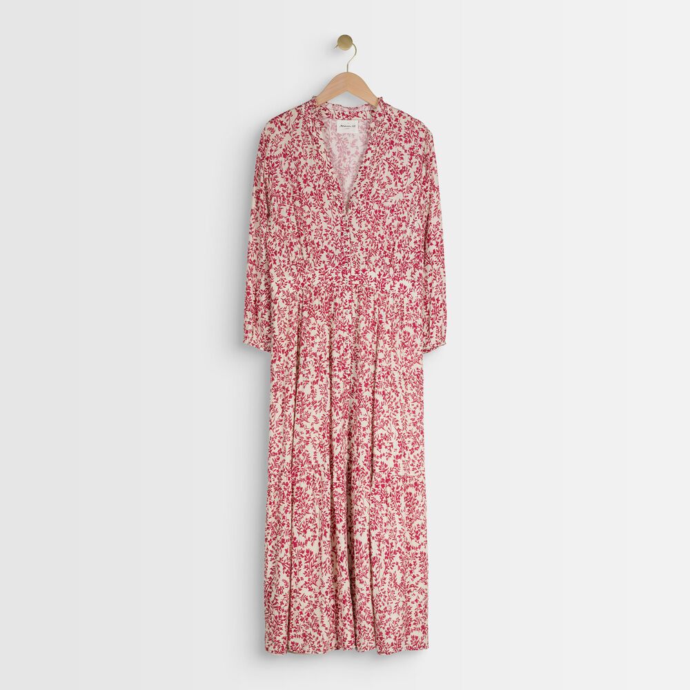 Carola ecru printed maxi dress ecru.