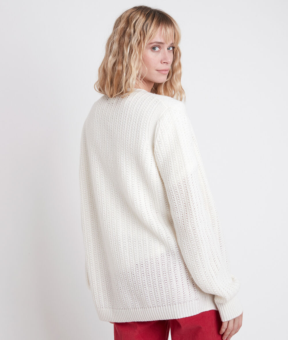 Andrea cream decorative knit cardigan creme.