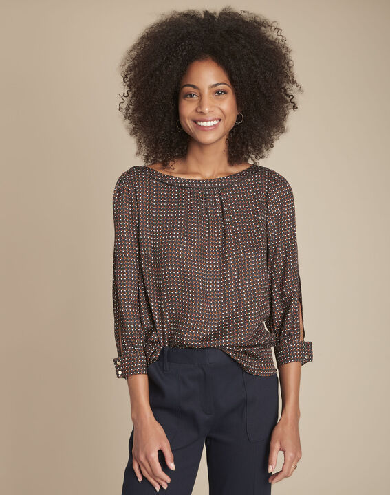 Melena black printed blouse | 1-2-3 Melena black printed blouse PhotoZ | 1-2-3