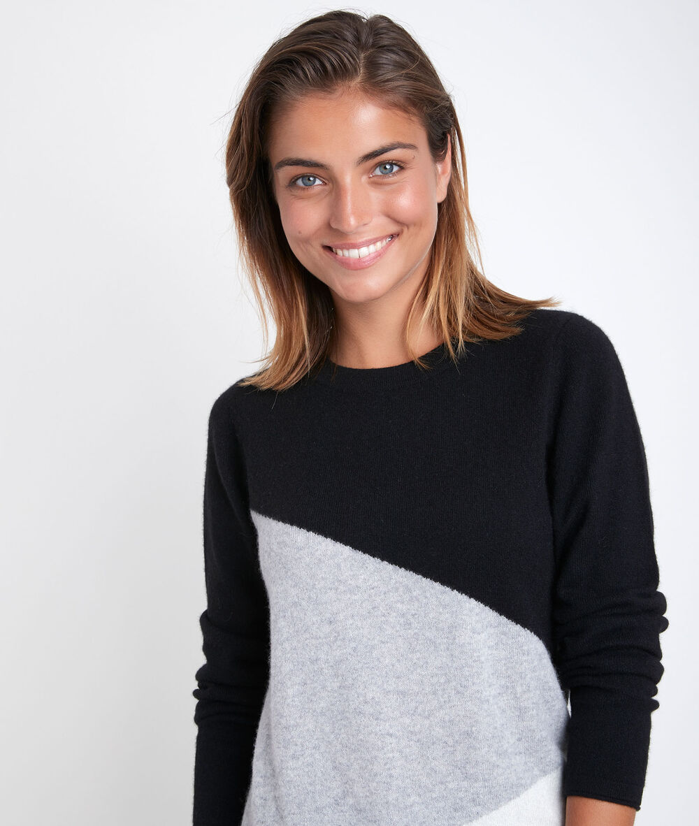 Raven colourblock cashmere pullover noir.
