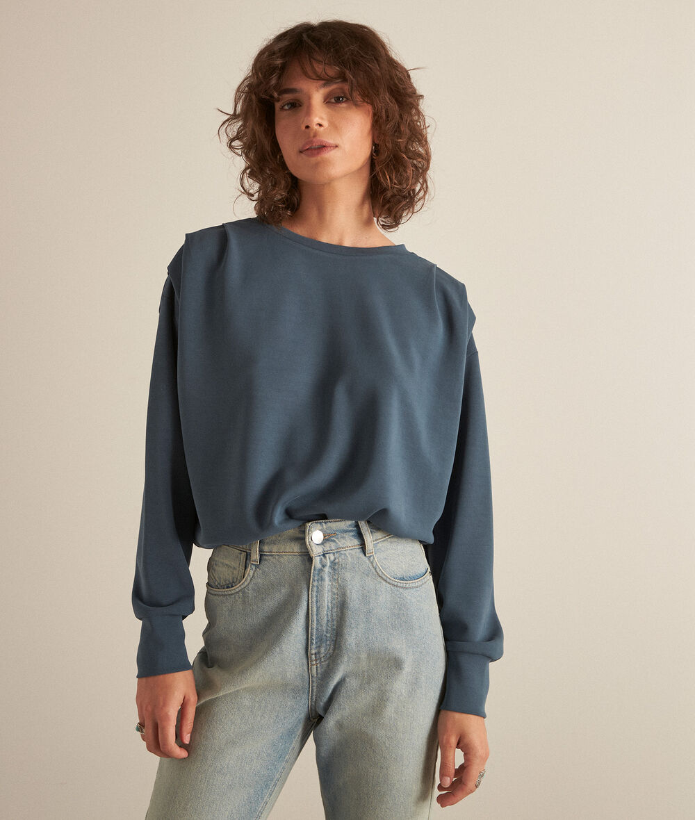 Fire petrol blue lightweight sweatshirt with padded shoulders PhotoZ | 1-2-3