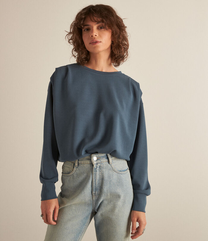 Fire petrol blue lightweight sweatshirt with padded shoulders