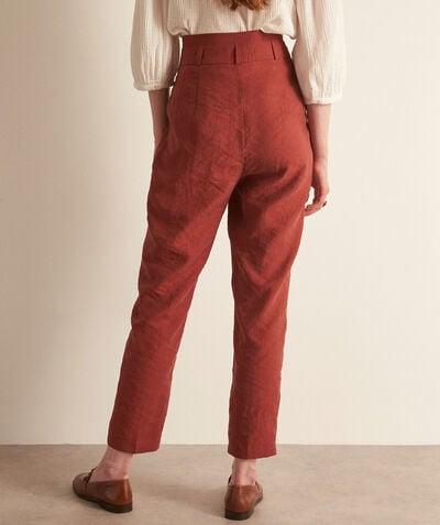 Theo terracotta high-waisted cigarette trousers  PhotoZ | 1-2-3