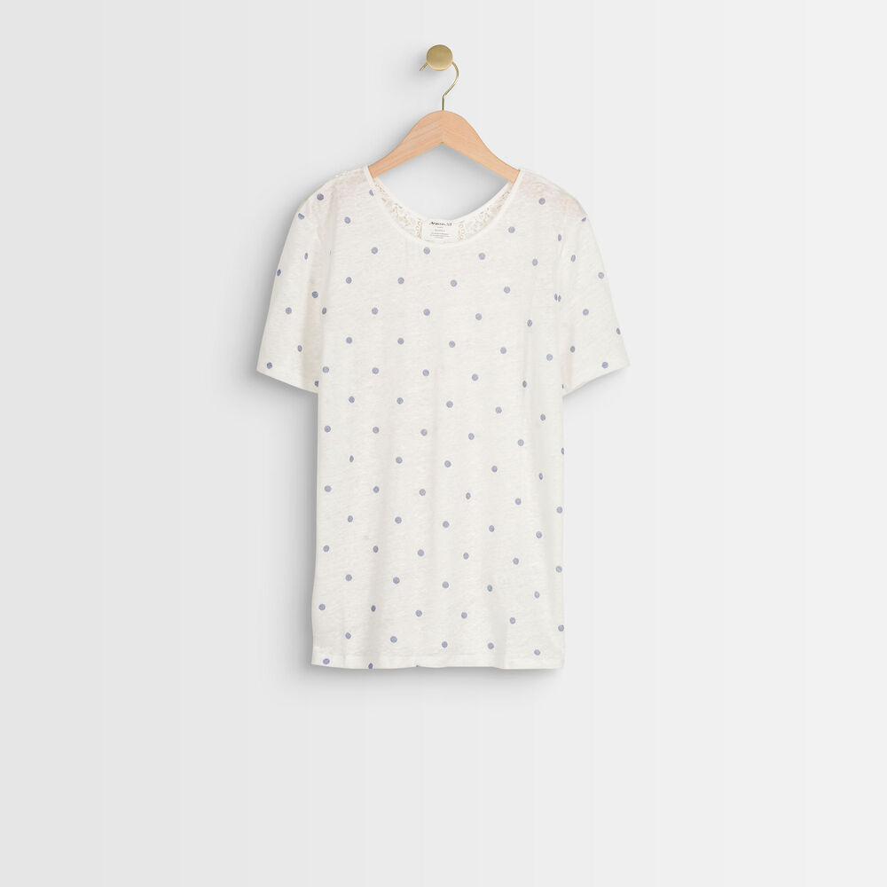 Roxane polka dot linen t-shirt white.