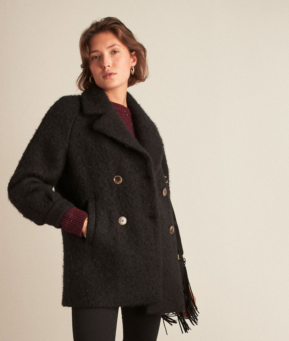 Maylis short black downy wool coat PhotoZ | 1-2-3