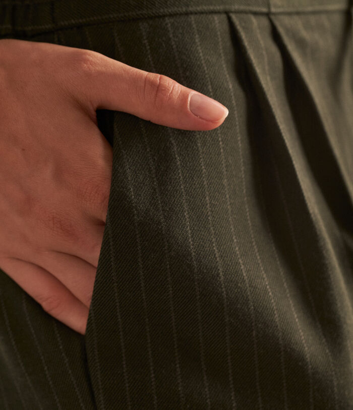 Flynn khaki striped flowing carrot trousers PhotoZ | 1-2-3