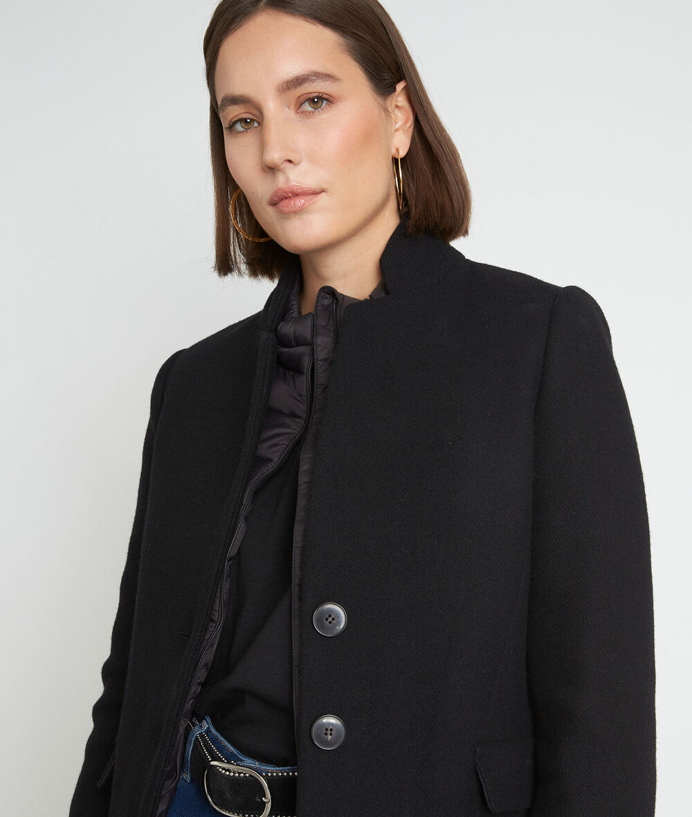LUCAS black straight-cut wool coat PhotoZ | 1-2-3