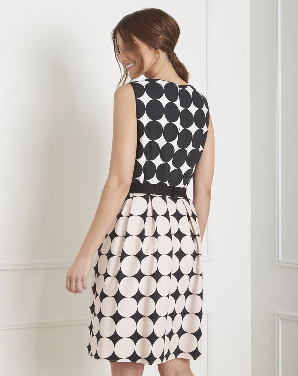 Hisis black & white polka dot print dress black/white.