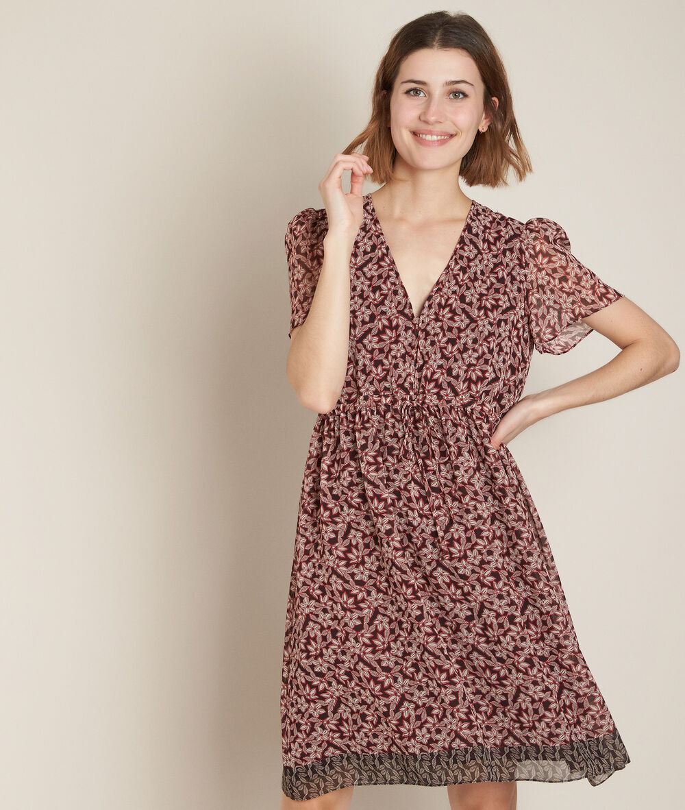 Chems printed dress garnet.