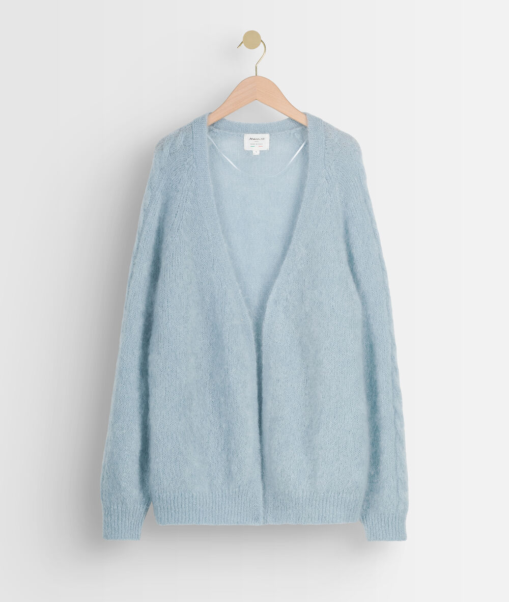 Rozelle celadon mohair blend cardigan menthe.