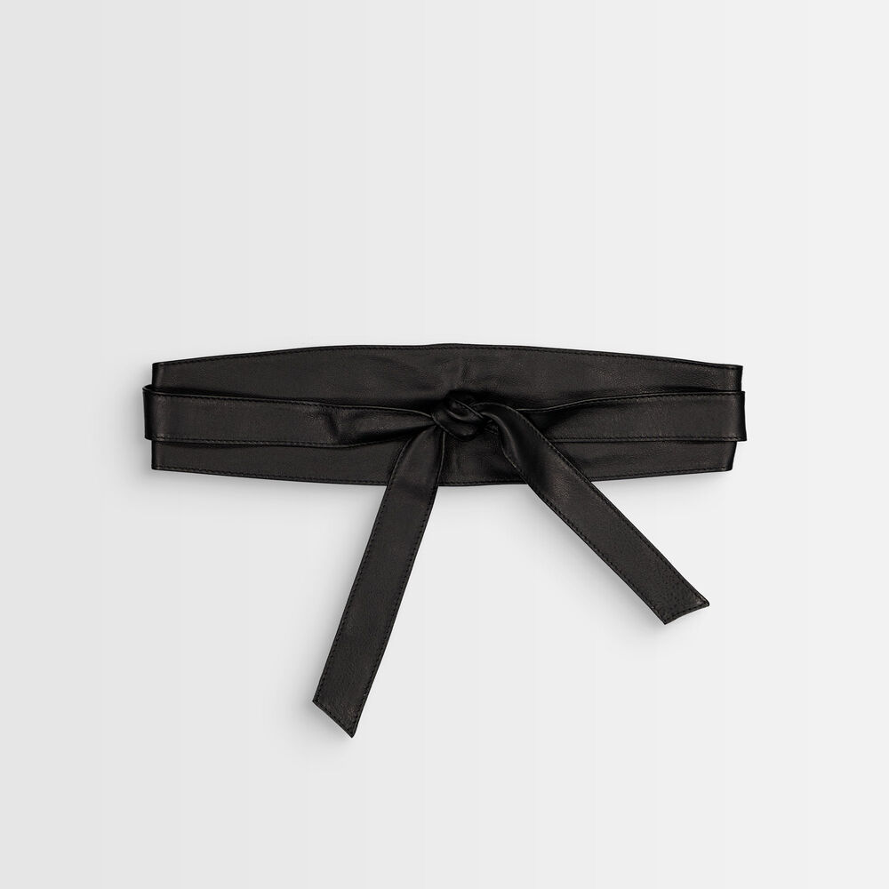 Raul black leather tie belt black.