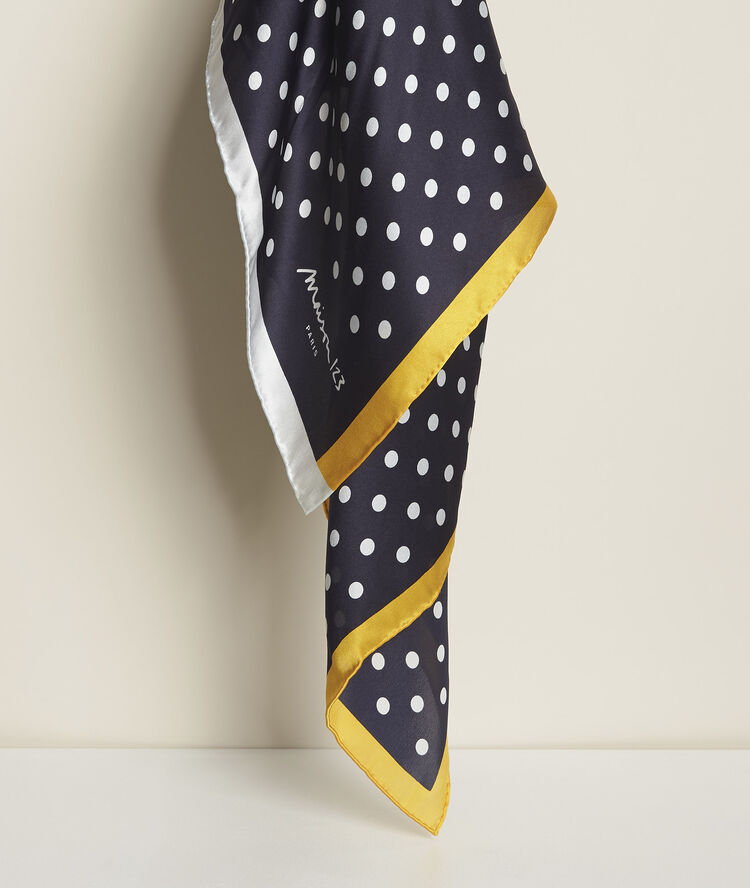 Ornella printed silk square  navy blue.