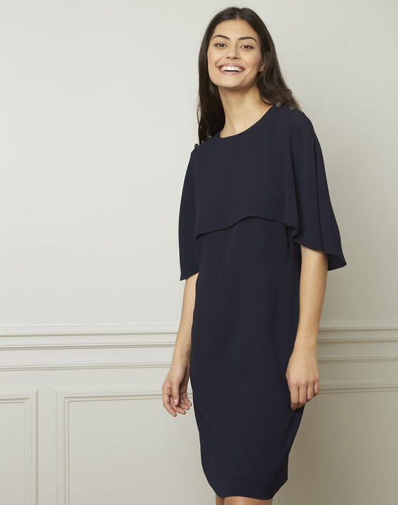 Heidi navy dress with cape detail | 1-2-3 Heidi navy dress with cape detail PhotoZ | 1-2-3