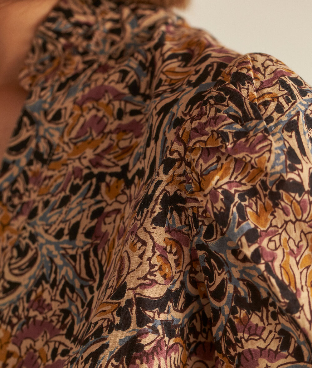 CAROLINE ochre floral cotton blouse PhotoZ | 1-2-3