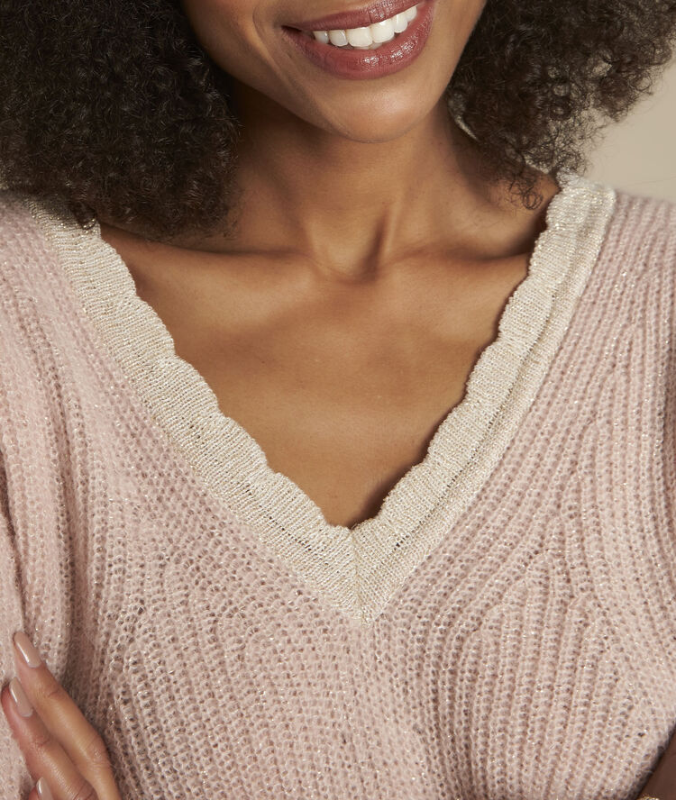 Flamenco fancy neck pullover poudre.