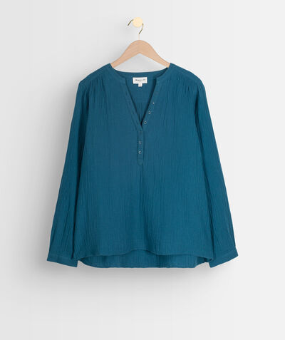 LAETI teal cotton gauze blouse PhotoZ | 1-2-3