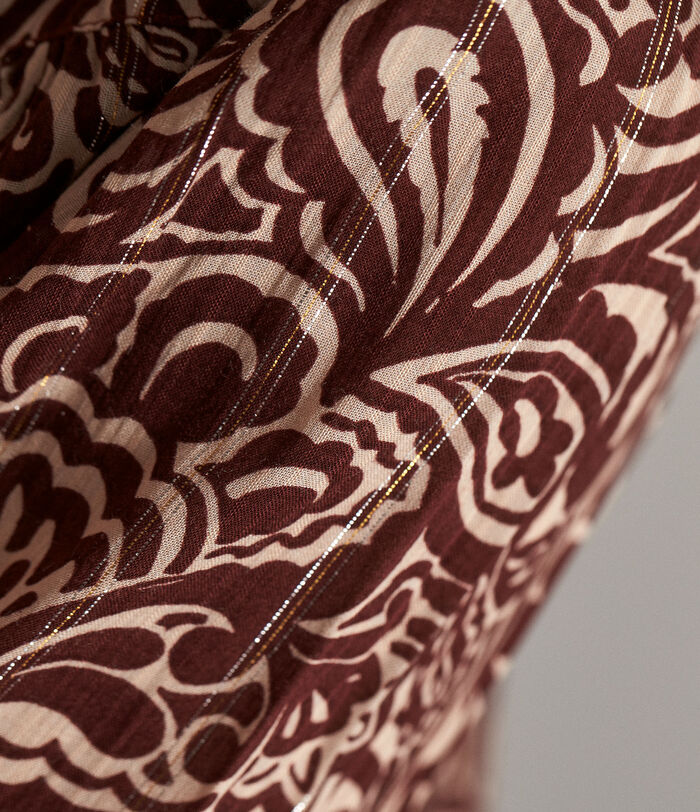 Gemma short dress with a burgundy and ecru print PhotoZ | 1-2-3