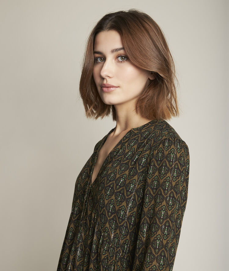 Calypso short printed dress nile green.