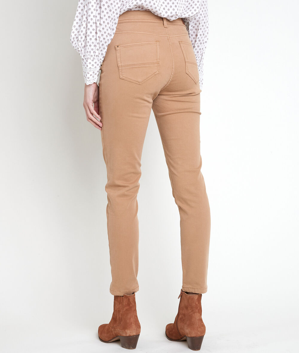 The iconic sultan brown slim-fit cotton satin jeans havana brown.