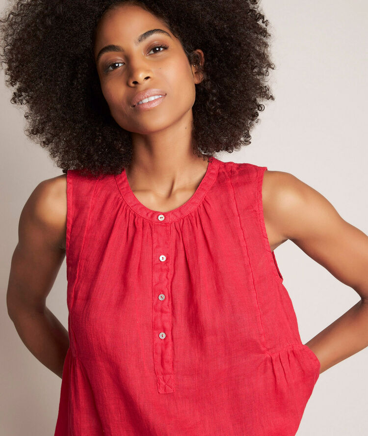 Eloane red linen top dark fuscia.