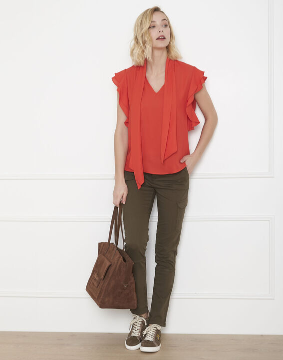 Valina red ruffled blouse with floppy bow tie | 1-2-3 Valina red ruffled blouse with floppy bow tie PhotoZ | 1-2-3