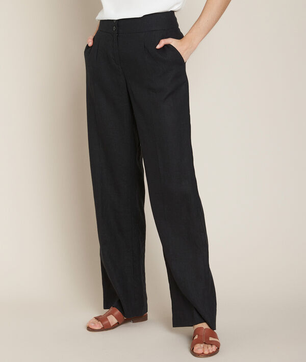 Galaxy black wide-leg linen trousers | 1-2-3 Galaxy black wide-leg linen trousers PhotoZ | 1-2-3