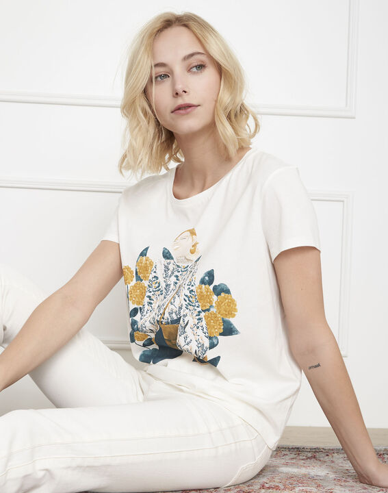 Petunia ecru printed T-shirt | 1-2-3 Petunia ecru printed T-shirt PhotoZ | 1-2-3