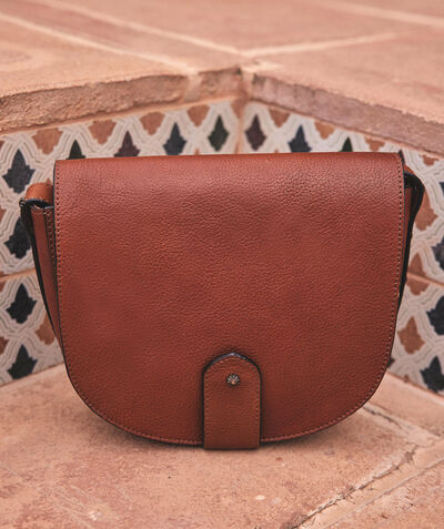 Lady Camel Leather Messenger Bag PhotoZ | 1-2-3