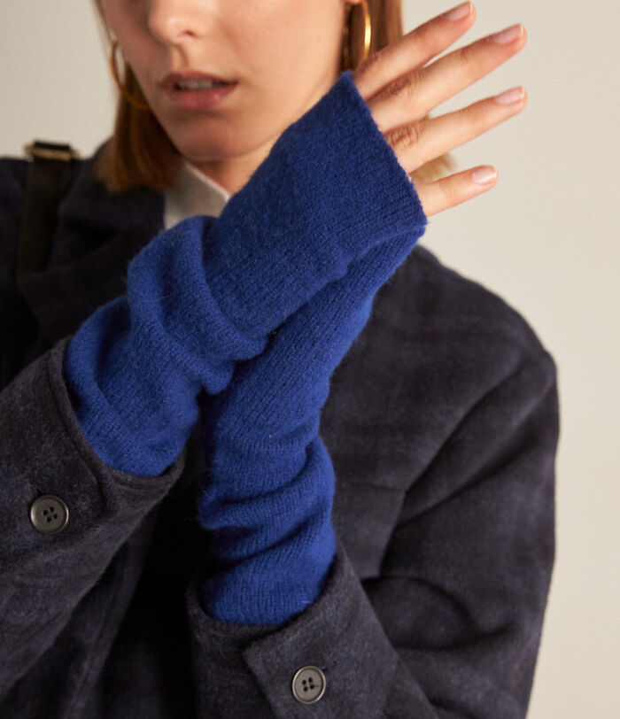 Scott royal-blue responsible-wool fingerless gloves PhotoZ | 1-2-3