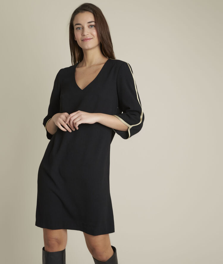 Clementine straight fit crepe dress black.