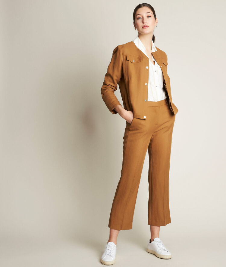 Riley striped linen t-shirt white gold.