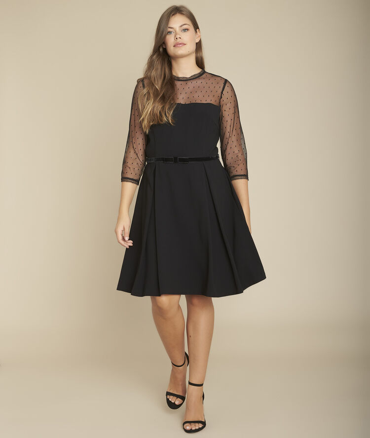 Riviere dotted swiss crepe dress black.