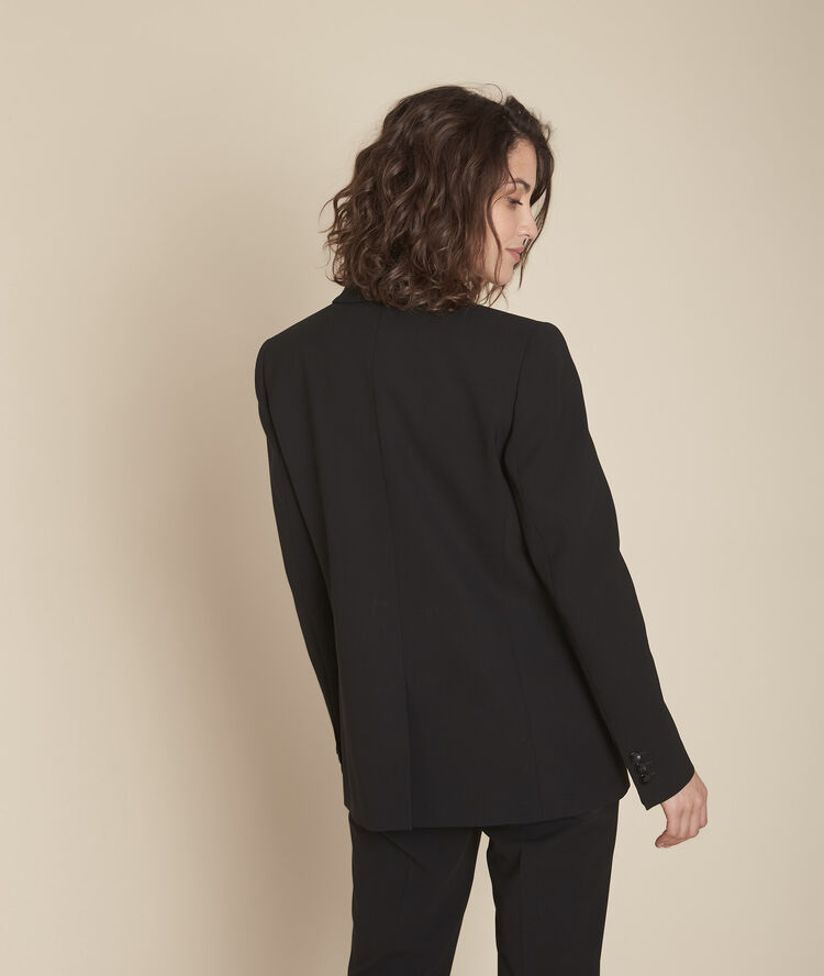 Stella black microfibre shawl collar jacket black.