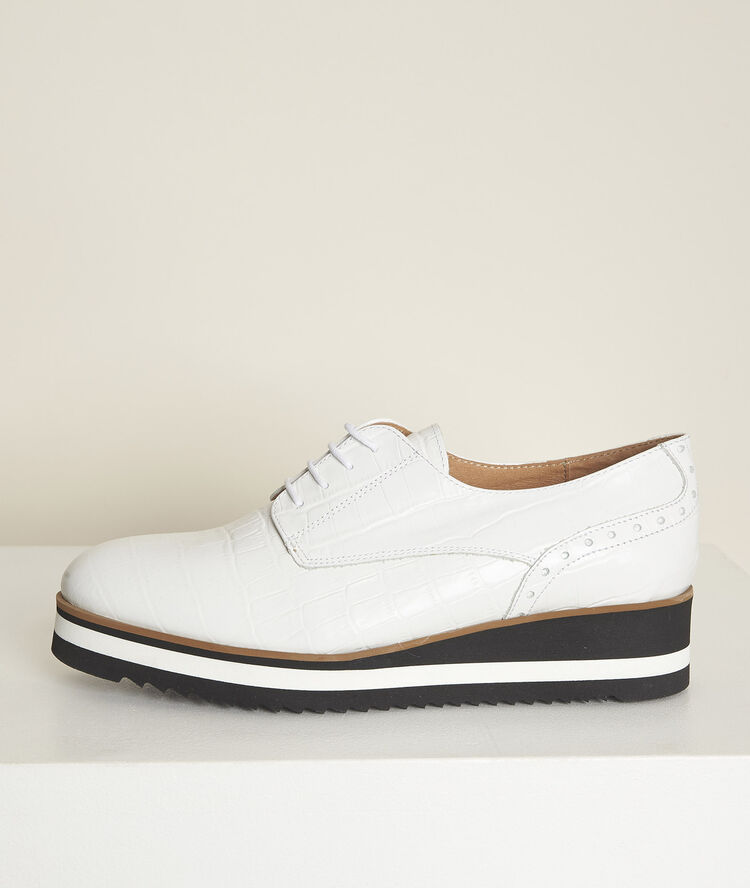 Naelle white platform sole derby shoes white.