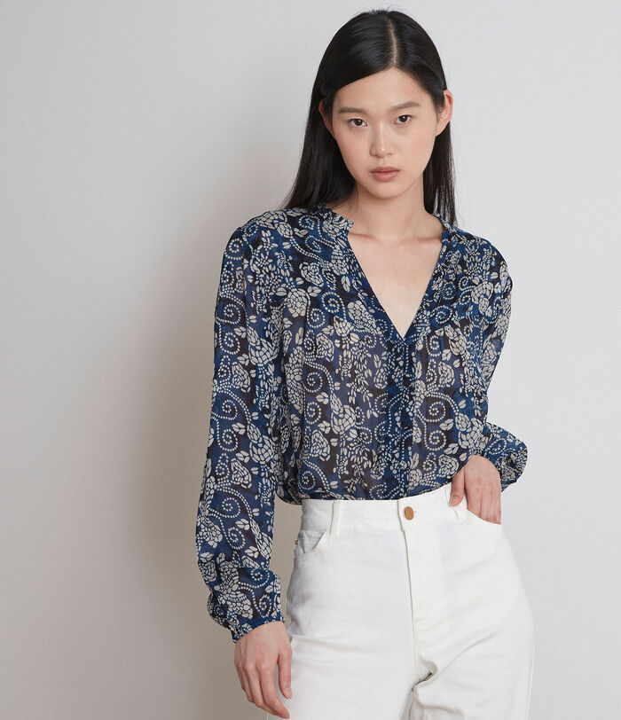 Tracy navy lightweight printed blouse PhotoZ | 1-2-3