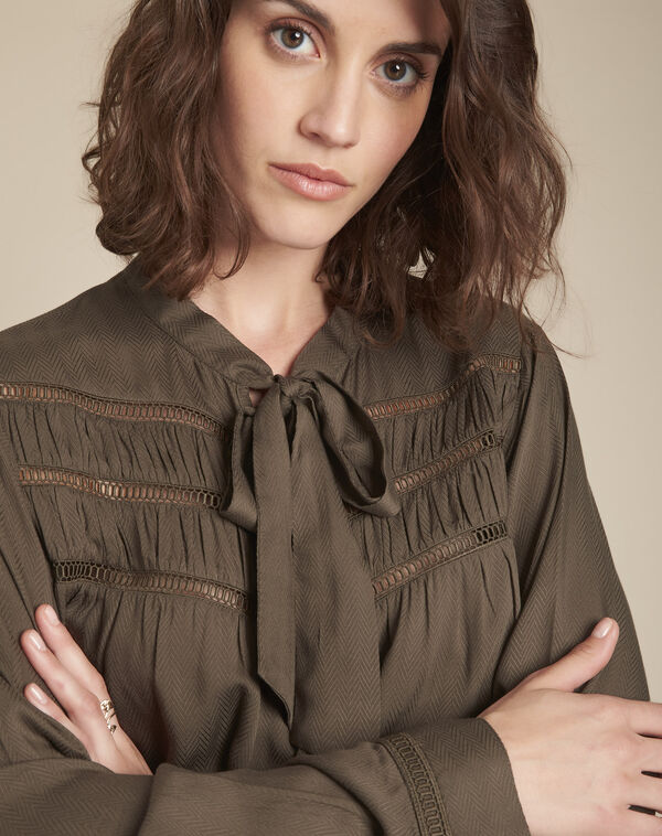 Moulin khaki pussy bow lace blouse kaki.