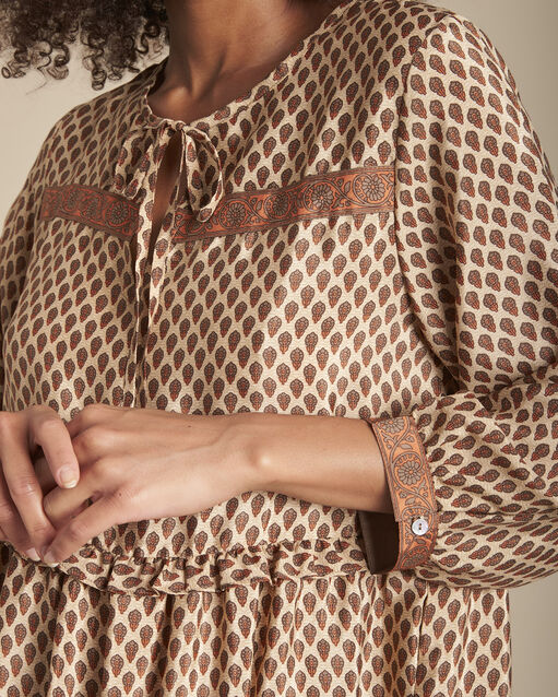 Iroxy mahogany printed silk blend dress (2) - Maison 123