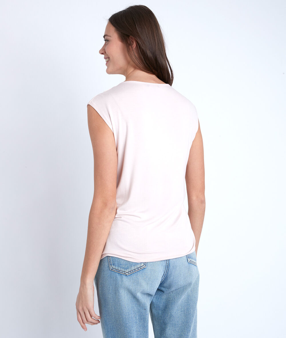 Neptune nude dual-fabric blouse nude.