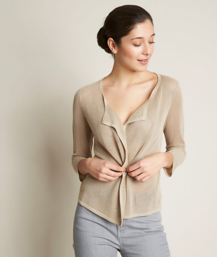Noisette golden openwork cardigan white gold.