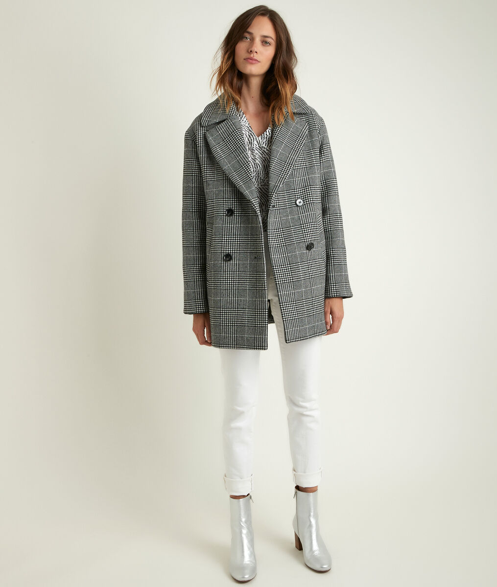 Oprah 3/4-length checked coat | 1-2-3 Oprah 3/4-length checked coat PhotoZ | 1-2-3