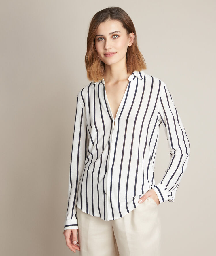 T-shirt en lin ray&eacute; riley navy blue.