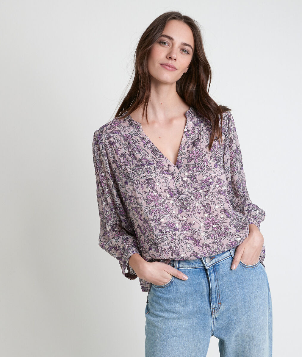 Elsa mauve printed blouse | 1-2-3 Elsa mauve printed blouse PhotoZ | 1-2-3