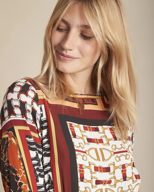 Isadora mahogany scarf print dress (2) - Maison 123