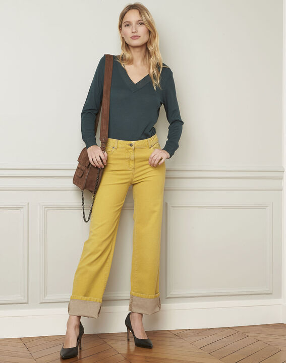 Chica yellow flared cotton jeans | 1-2-3 Chica yellow flared cotton jeans PhotoZ | 1-2-3