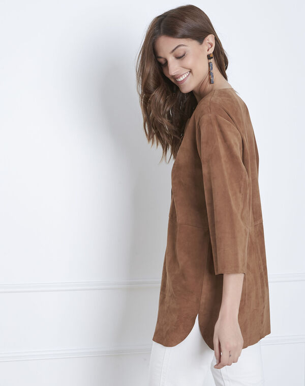 Vanak chocolate suede leather lace-up dress camel.