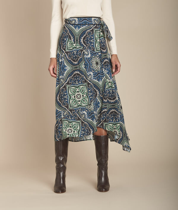 Kashmir navy paisley print wrap skirt | 1-2-3 Kashmir navy paisley print wrap skirt PhotoZ | 1-2-3