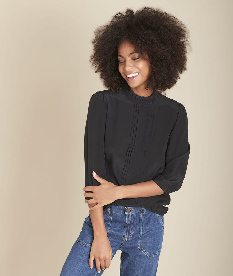 Mottene black silk blouse black.