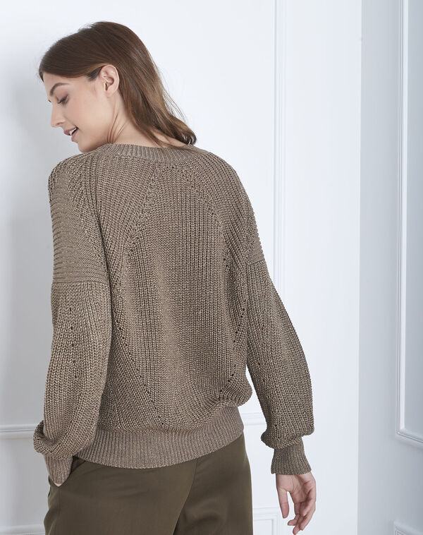 Atlas khaki lurex jumper olive.