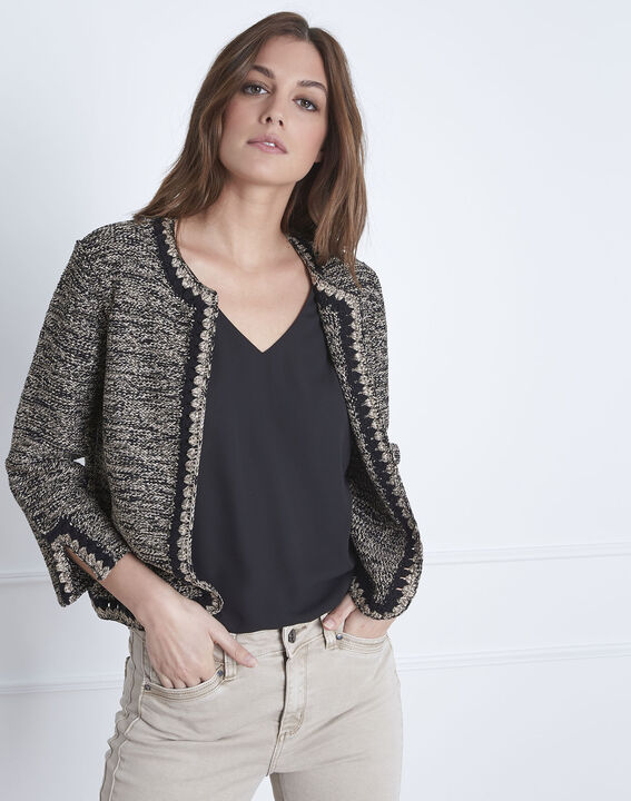 Black decorative Amour knitted waistcoat | 1-2-3 Black decorative Amour knitted waistcoat PhotoZ | 1-2-3
